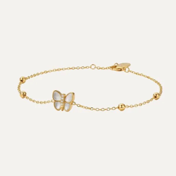 Gold_Steel_White_Shell_Butterfly_Charm_Bracelet_For_Women