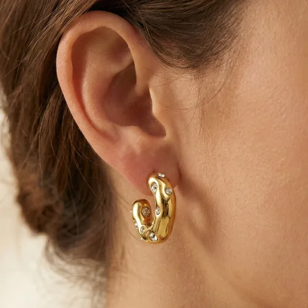 Gold_Steel_Zircon_Hoop_Earrings_For_Women