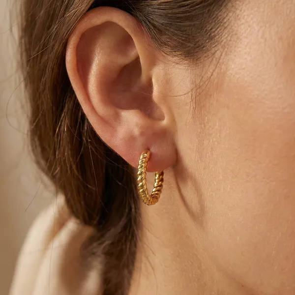 Gold_Steel_Twisted_Huggie_Hoop_Earrings_For_Women