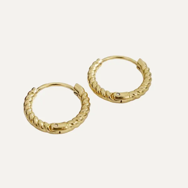 Gold_Steel_Twisted_Huggie_Hoop_Earrings_For_Women