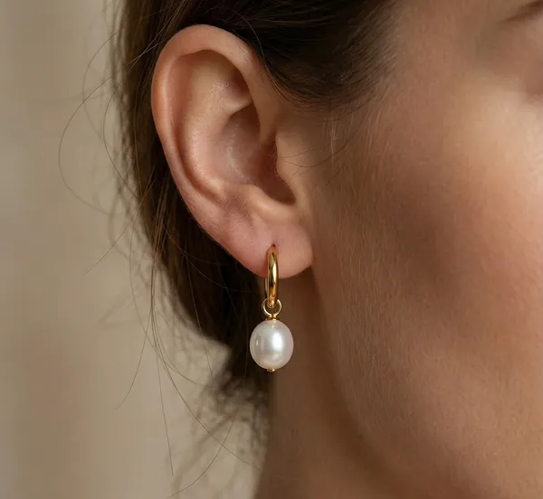 Gold_Steel_Pearl_Drop_Huggie_Hoop_Earrings_For_Women