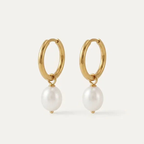 Gold_Steel_Pearl_Drop_Huggie_Hoop_Earrings_For_Women