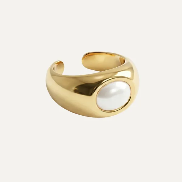 Gold_Steel_Dome_Ring_With_White_Oval_Inlay_For_Women