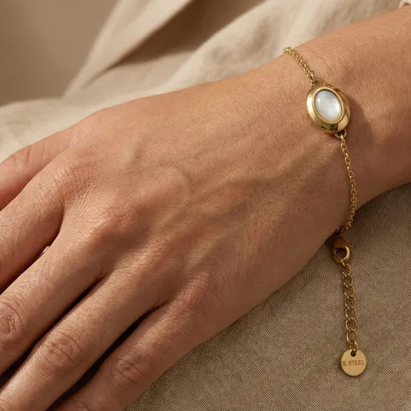 Gold_Steel_Mother_Of_Pearl_Oval_Bracelet_For_Women