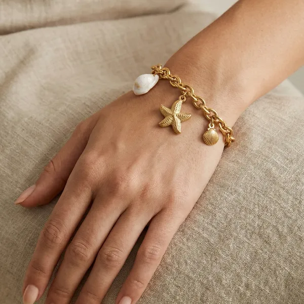 Gold_Steel_Coastal_Charm_Link_Bracelet_For_Women