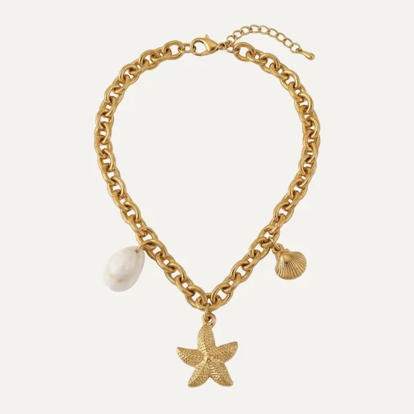 Gold_Steel_Nautical_Shell_Charm_Chain_Necklace_For_Women