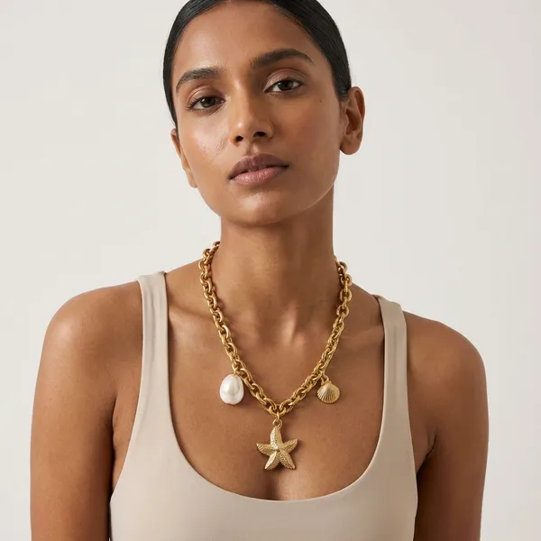Gold_Steel_Nautical_Shell_Charm_Chain_Necklace_For_Women