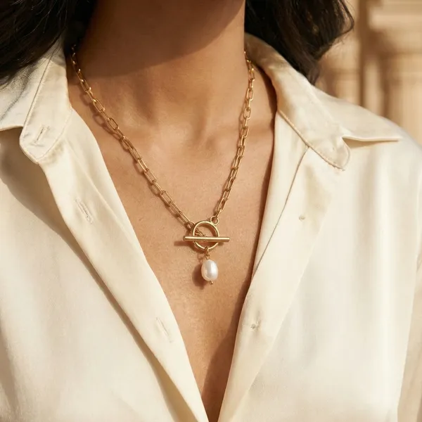 Gold_Steel_Pearl_Paperclip_Toggle_Necklace_For_Women