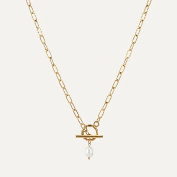 Gold_Steel_Pearl_Paperclip_Toggle_Necklace_For_Women