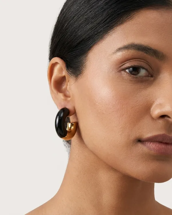 Gold_And_Black_Two_Tone_Steel_Chunky_C_Hoop_Earrings_For_Women