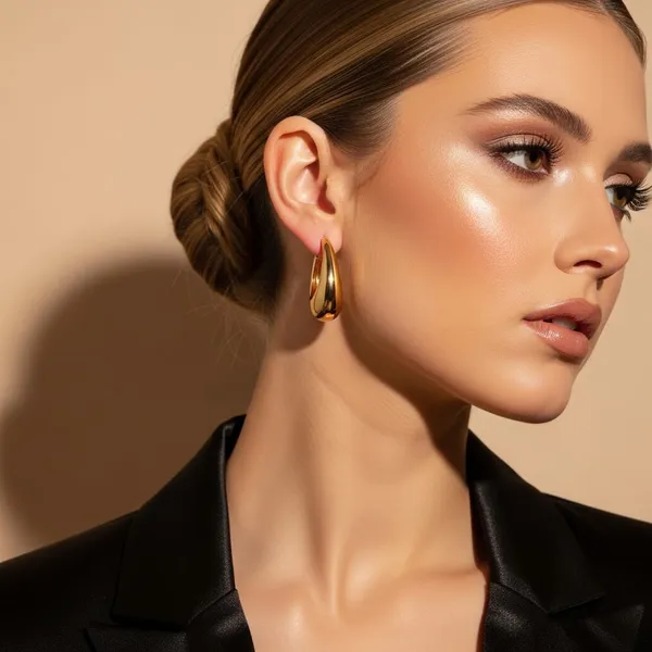 Gold_Steel_Ripple_Hoop_Earrings_For_Women