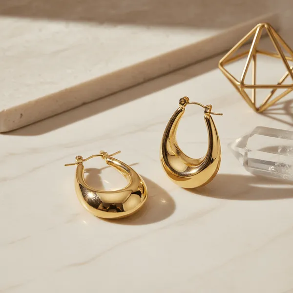 Gold_Steel_Ripple_Hoop_Earrings_For_Women