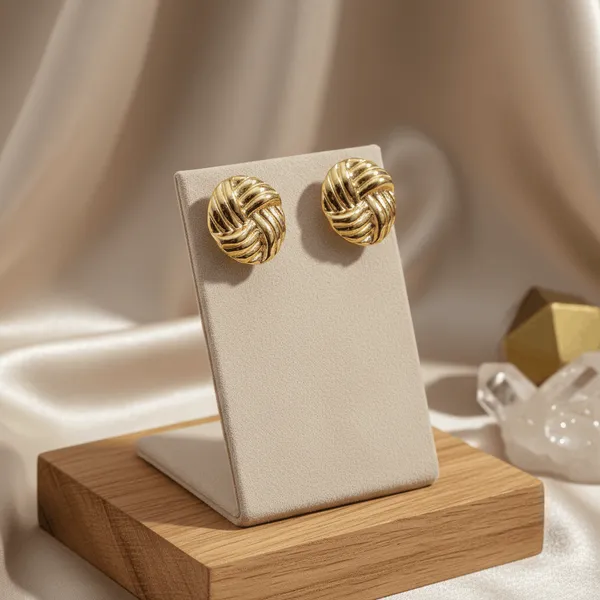 Silver_Steel_Woven_Texture_Stud_Earrings_For_Women