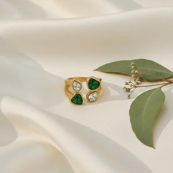 Gold_Steel_Heart_Duo_Stone_Ring_For_Women