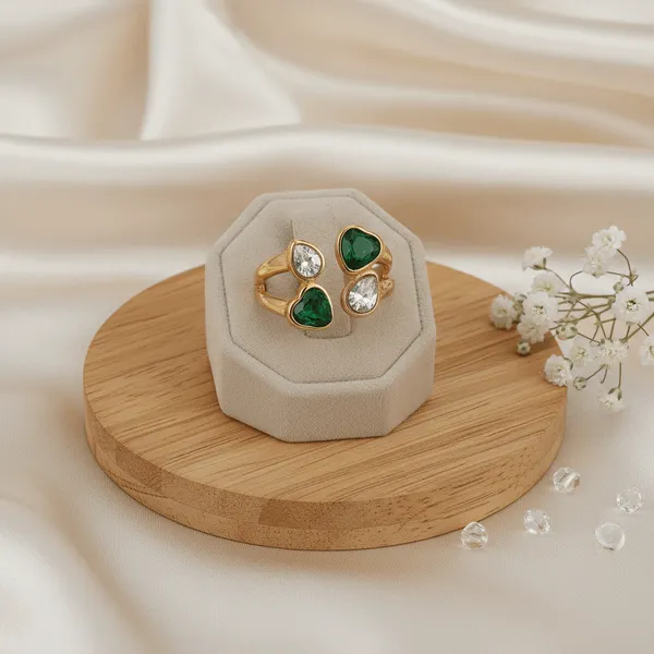 Gold_Steel_Heart_Duo_Stone_Ring_For_Women