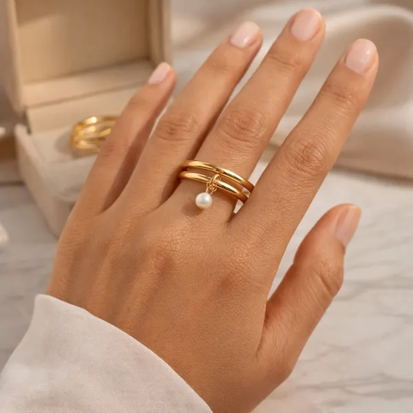 Gold_Steel_Pearl_Charm_Stack_Ring_For_Women