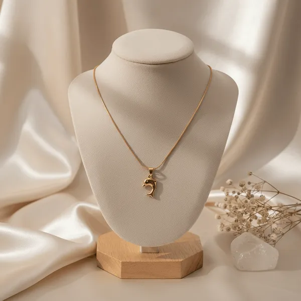 Gold_Steel_Dolphin_Charm_Minimal_Necklace_For_Women