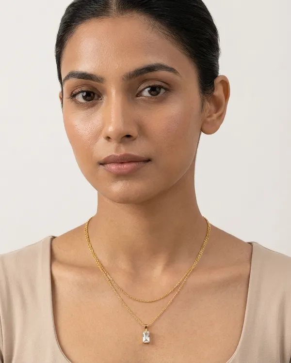 Gold_Steel_Crystal_Drop_Layered_Chain_Necklace_For_Women