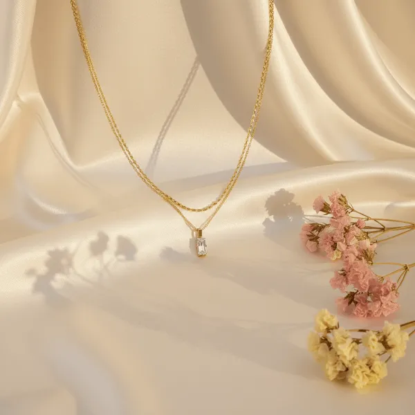 Gold_Steel_Crystal_Drop_Layered_Chain_Necklace_For_Women