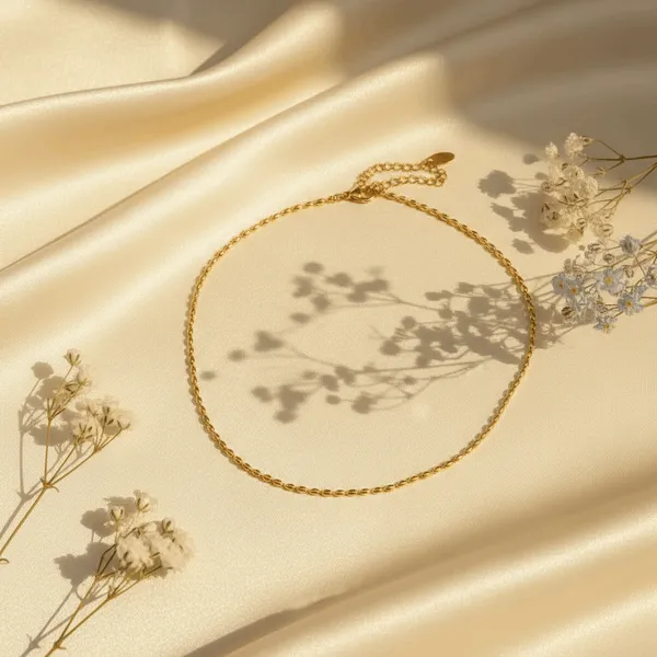 Gold_Steel_Bead_Classic_Chain_Necklace_For_Women