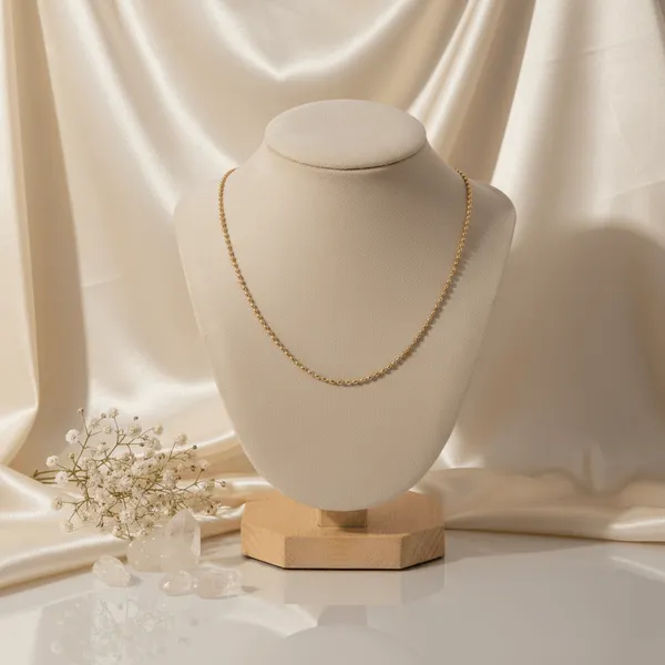 Gold_Steel_Bead_Classic_Chain_Necklace_For_Women