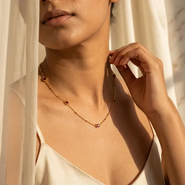 Gold_Steel_Ruby_Stone_Accent_Chain_Necklace_For_Women