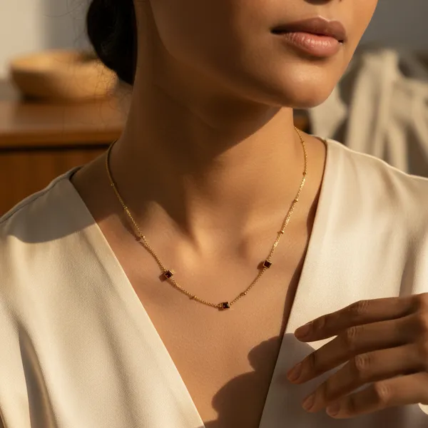 Gold_Steel_Ruby_Stone_Accent_Chain_Necklace_For_Women