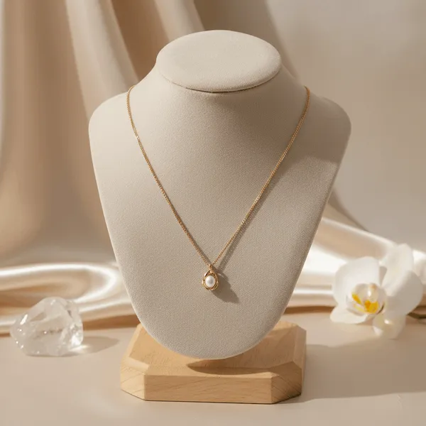Gold_Steel_Pearl_Pendant_Minimalist_Necklace_For_Women