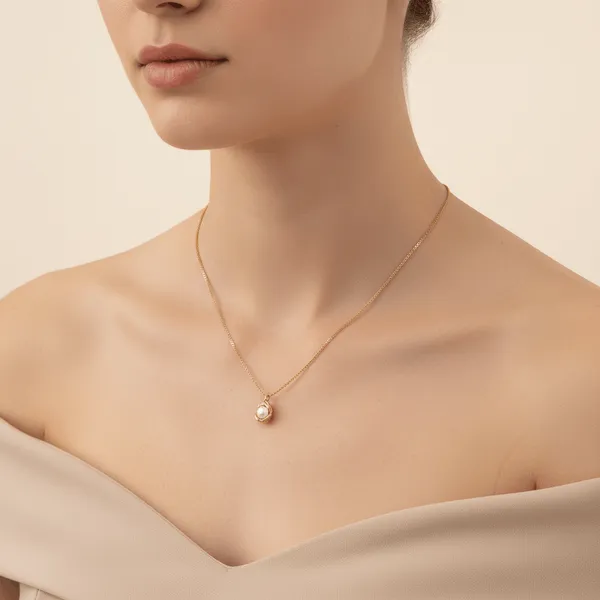 Gold_Steel_Pearl_Pendant_Minimalist_Necklace_For_Women