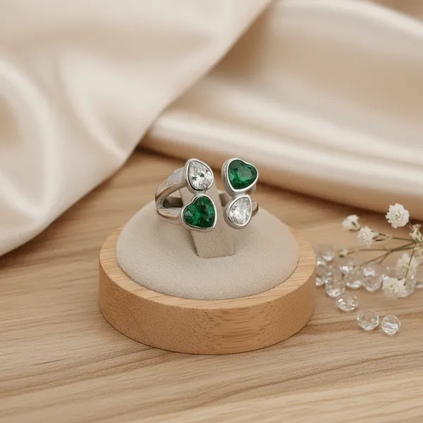 Silver_Steel_Heart_Duo_Stone_Ring_For_Women