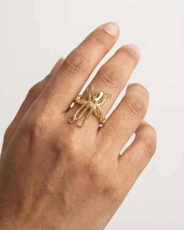 Gold_Steel_Intricate_Octopus_Wrap_Ring_For_Women