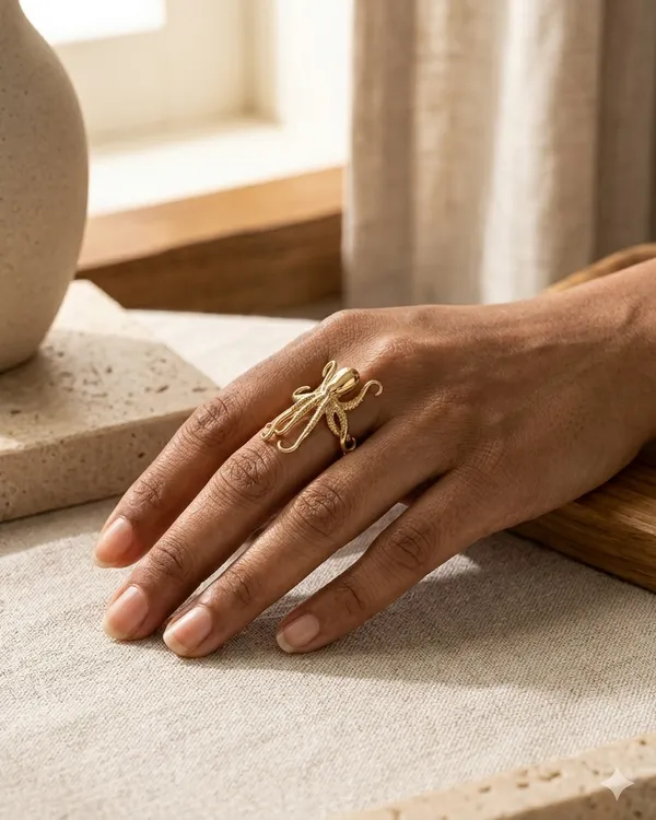 Gold_Steel_Intricate_Octopus_Wrap_Ring_For_Women