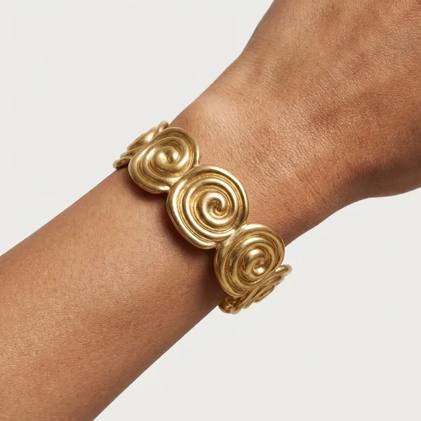 Gold_Steel_Spiral_Motif_Open_Cuff_Bracelet_For_Women