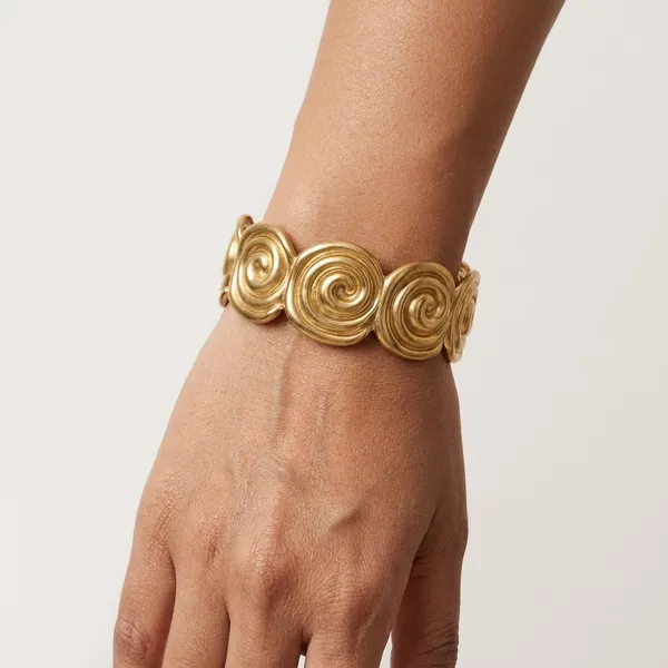 Gold_Steel_Spiral_Motif_Open_Cuff_Bracelet_For_Women