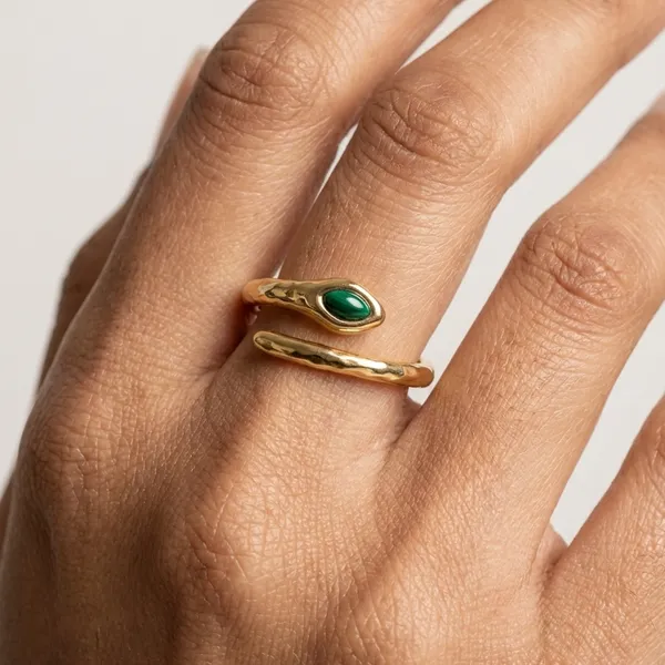 Gold_Steel_Green_Stone_Flow_Ring_For_Women