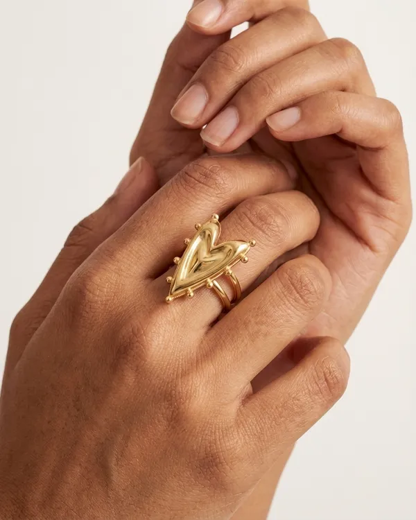 Gold_Steel_Sculpted_Heart_Statement_Ring_For_Women