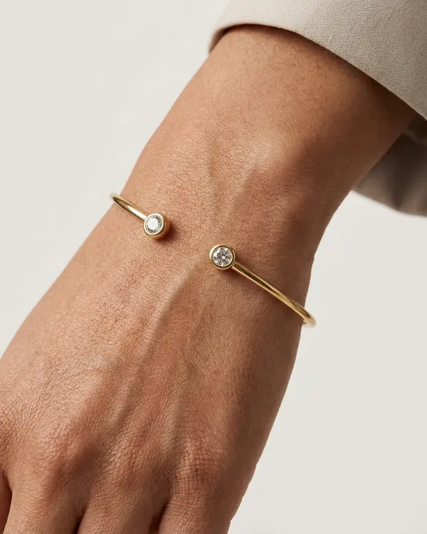 Gold_Steel_Twin_Stone_Open_Cuff_Bracelet_For_Women