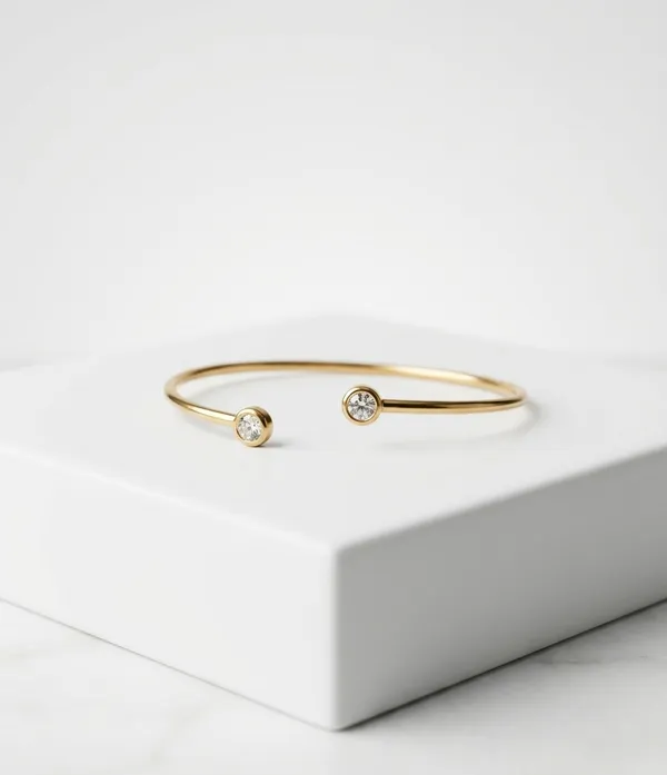Gold_Steel_Twin_Stone_Open_Cuff_Bracelet_For_Women