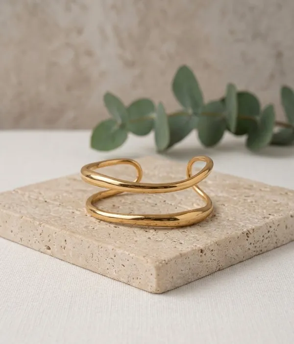 Gold_Steel_Dual_Band_Curve_Cuff_Bracelet_For_Women