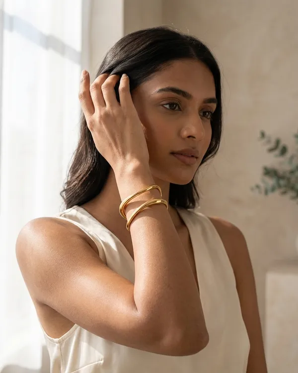 Gold_Steel_Dual_Band_Curve_Cuff_Bracelet_For_Women