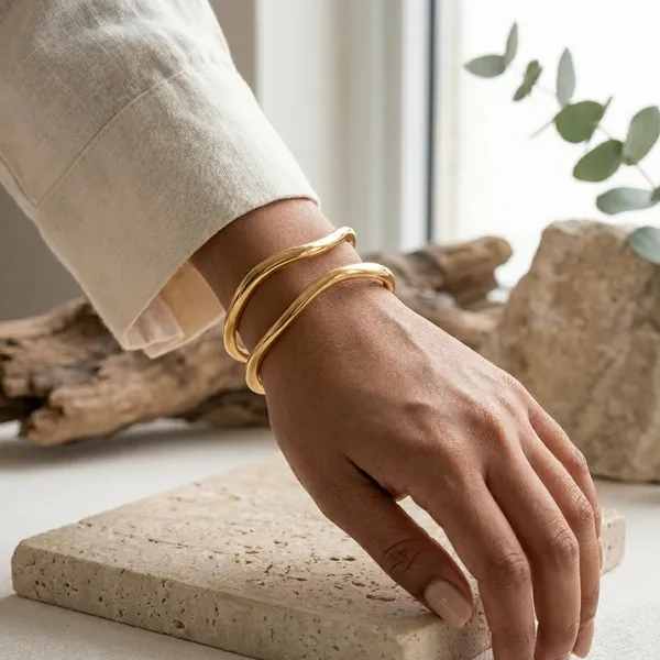 Gold_Steel_Dual_Band_Curve_Cuff_Bracelet_For_Women