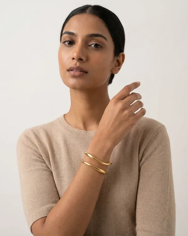 Gold_Steel_Dual_Band_Curve_Cuff_Bracelet_For_Women