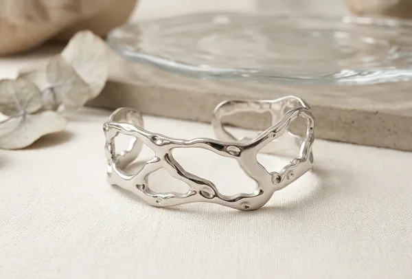 Gold_Steel_Sculptural_Open_Cuff_Bracelet_For_Women