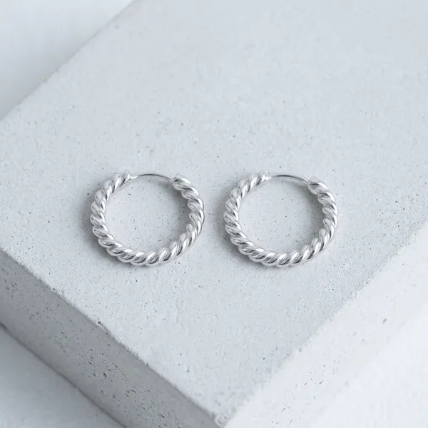 Silver_Steel_Twisted_Huggie_Hoop_Earrings_For_Women