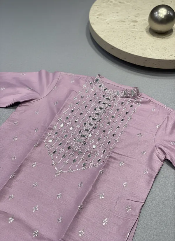 Lavender_Real_Mirror_Work_Kurta_For_Men