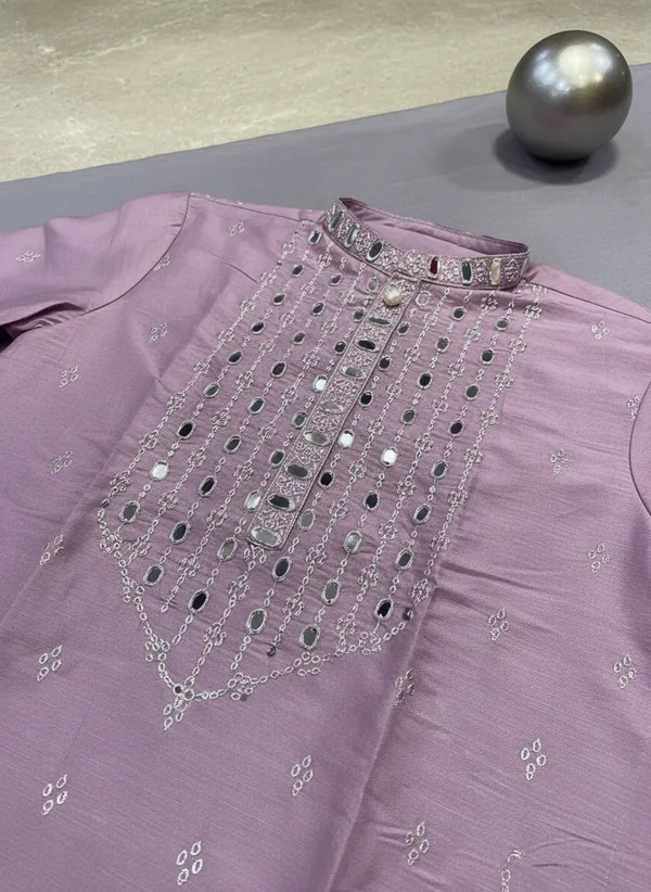 Lavender_Real_Mirror_Work_Kurta_For_Men