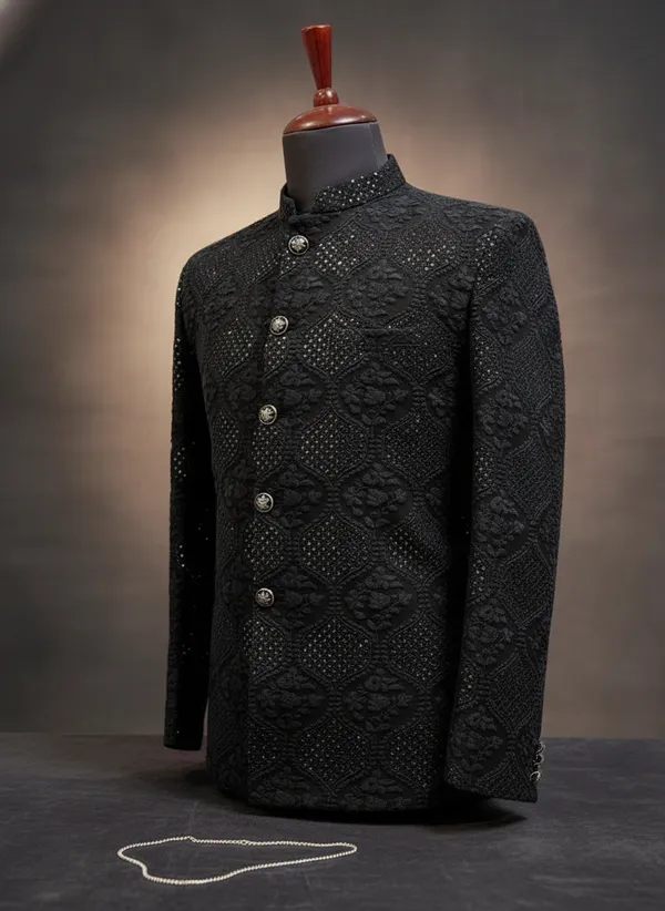 Black_Georgette_Thread_Work_Jodhpuri_For_Men