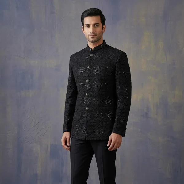 Black_Georgette_Thread_Work_Jodhpuri_For_Men