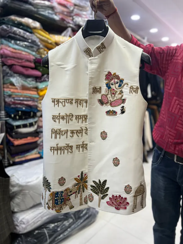 Handwork_Ganpati_Nehru_Jacket_Waistcoat_For_Kurtas
