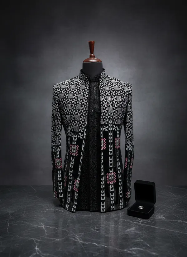 Black_Thread_Work_Open_Jodhpuri_Shrug_For_Men
